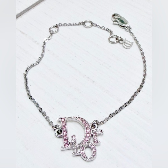 Dior Jewelry - Dior Logo Pink Crystal & Silver Bracelet